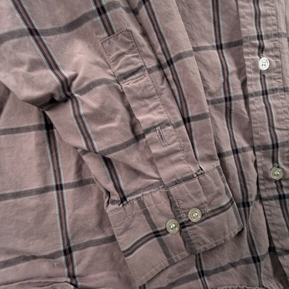 Quiksilver Button Up Shirt Long Sleeve Men Skate Surf Light Red Large Cotton - Picture 10 of 11